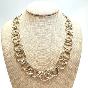VTG Sterling Silver 925 Large Round Link Chain Necklace Size 18.5" Length